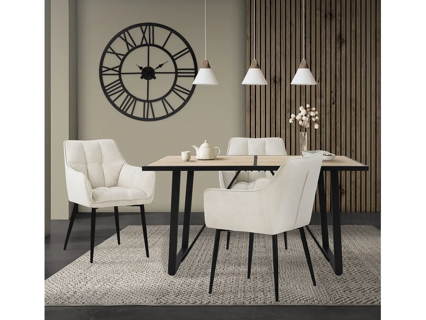 Mesa de comedor aspecto roble mueble cocina rectangular para 6 personas 140x70cm