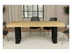 Mesa de comedor AZMA – Chapa de roble y metal – 210 cm – Estilo moderno