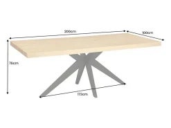 Mesa de comedor AZMA – Chapa de roble y metal – 200 cm – Estilo moderno