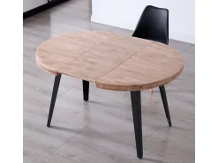 Mesa de comedor Berg extensible forma redonda roble honey/negro 76x100-140-180x100 cm Adec
