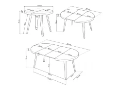 Mesa de comedor Berg extensible forma redonda roble honey/negro 76x100-140-180x100 cm Adec