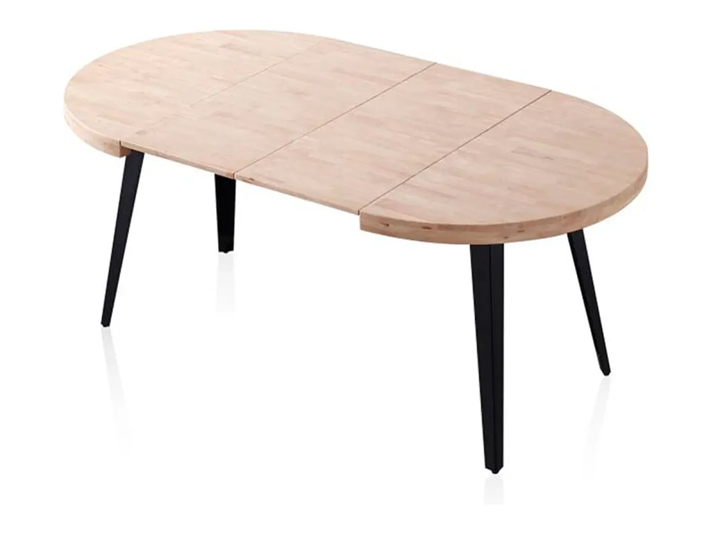 Mesa de comedor Berg extensible diseño redondo roble nordish/negro 76x80-120-160x80 cm Adec