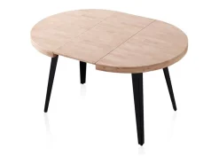 Mesa de comedor Berg extensible diseño redondo roble nordish/negro 76x80-120-160x80 cm Adec