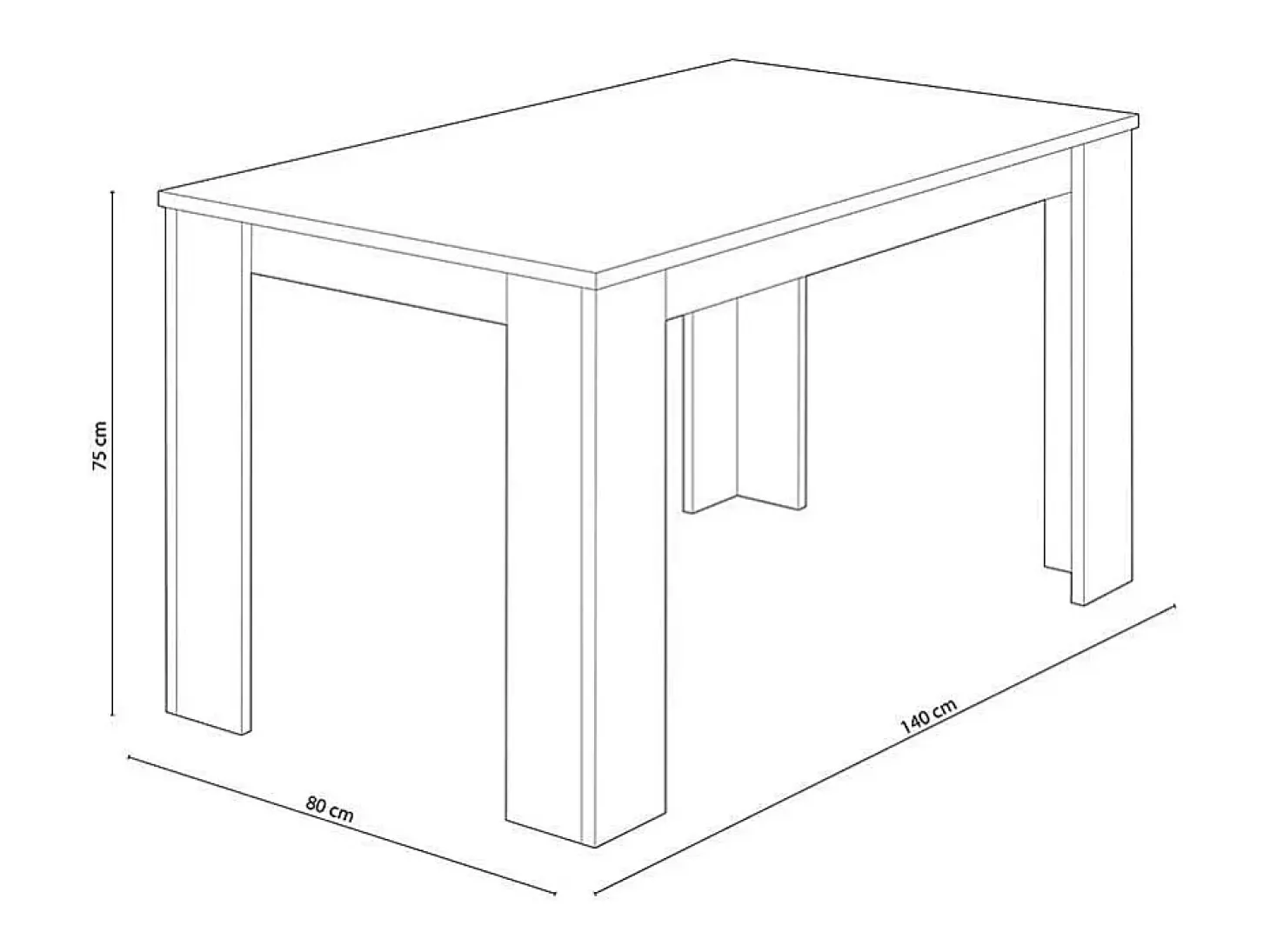 Mesa de comedor Berta fija blanco 75x140x80 cm
