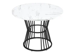 Mesa de comedor blanca - Mesa de comedor con tablero de MDF y patas de metal negro - decoración estampada
