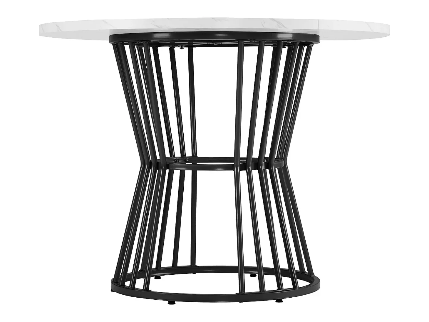 Mesa de comedor blanca - Mesa de comedor con tablero de MDF y patas de metal negro - decoración estampada