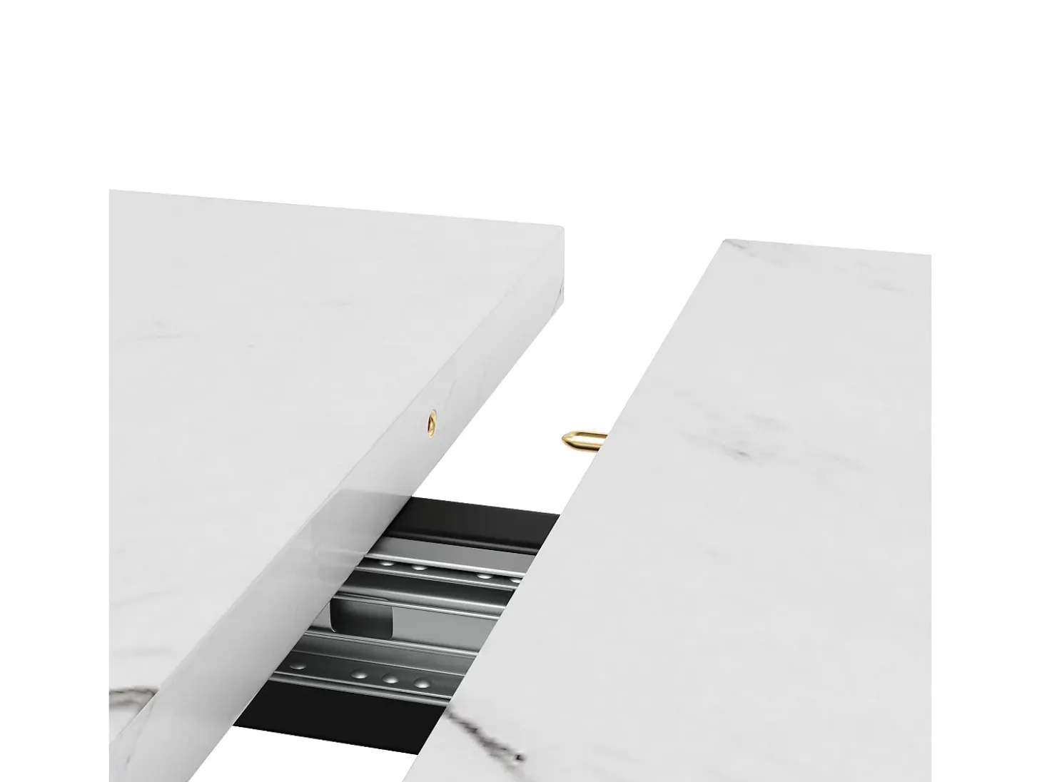 Mesa de comedor blanca - Mesa de comedor extensible con patas de hierro negro - para cocina y sala de estar