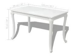 Mesa de comedor blanco brillante 116x66x76 cm