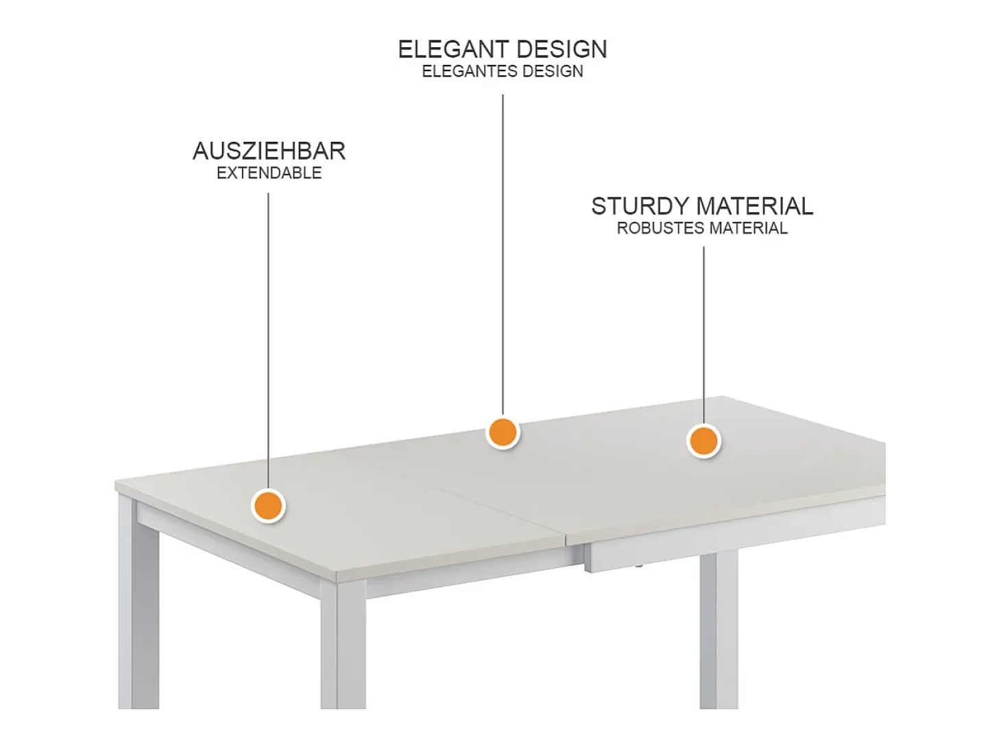 Mesa de comedor blanco 120x70x76 granny