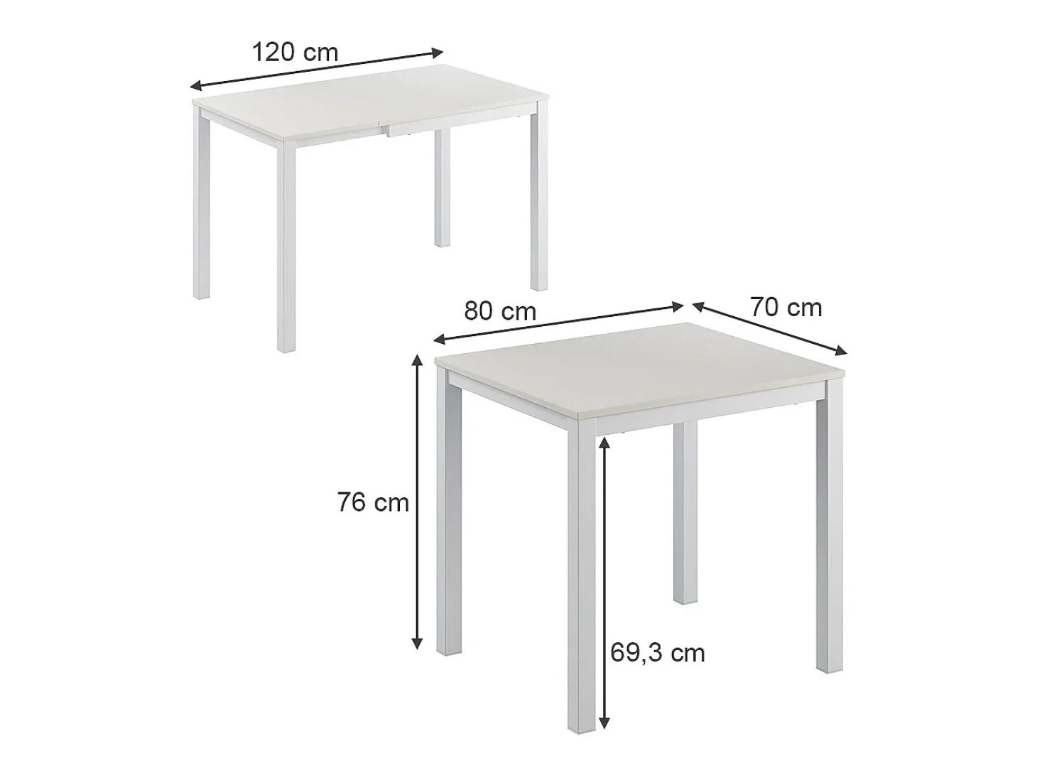 Mesa de comedor blanco 120x70x76 granny