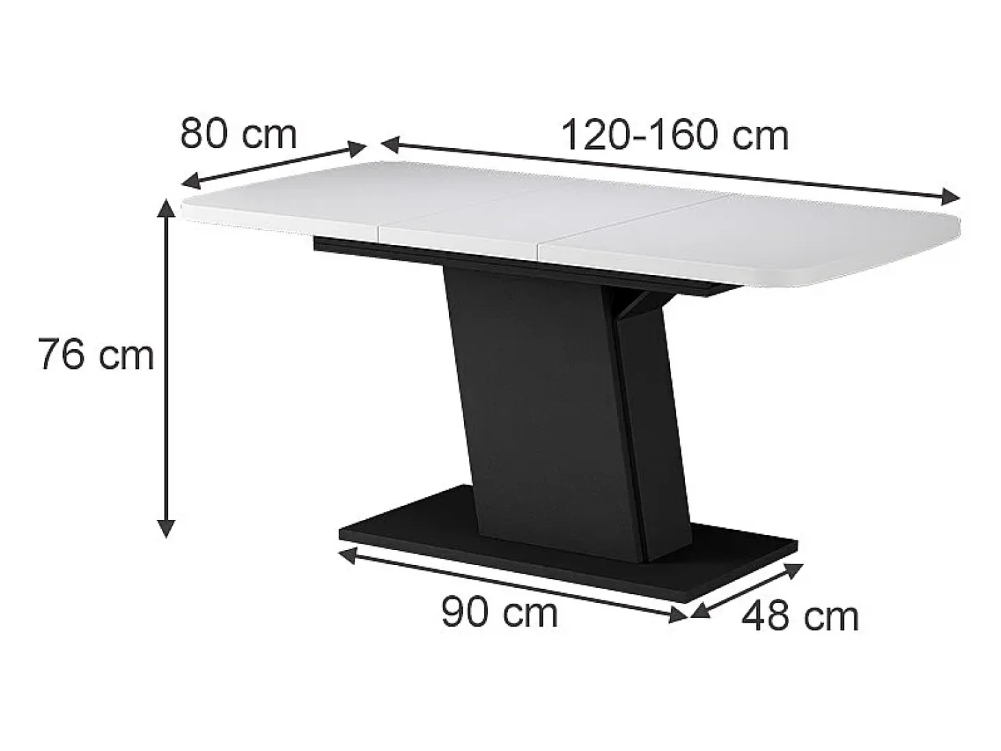 Mesa de comedor blanco/negro 120x80x77.3 fenaro