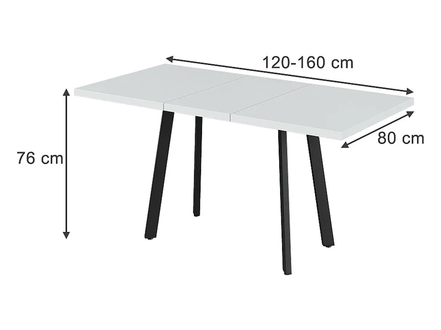 Mesa de comedor blanco/negro 160x80x76 tisko