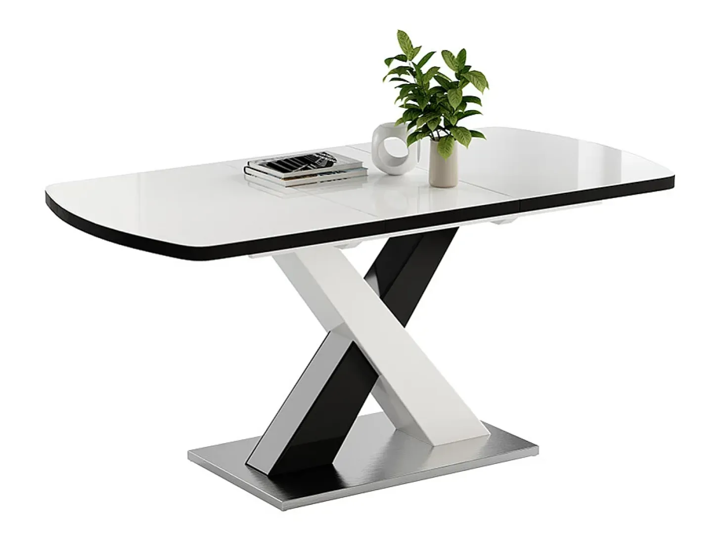 Mesa de comedor blanco/negro 120x80x76 chinto