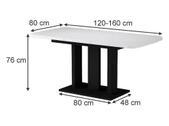 Mesa de comedor blanco/negro 120x80x77.3 fenaro