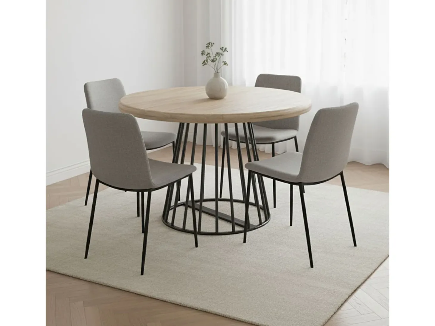 Mesa de comedor Brad extensible diseño redondo nordish/negro Ø120 cm Adec