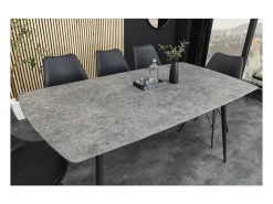 Mesa de comedor CALDERO 140 cm – Mesa contemporánea aspecto piedra y metal