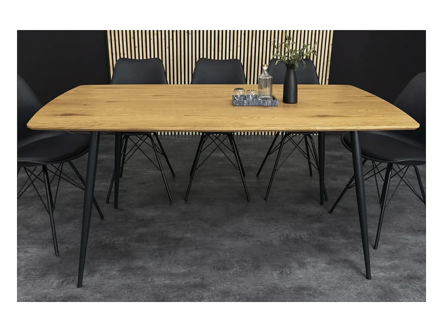 Mesa de comedor CALDERO 140 cm – Mesa contemporánea con aspecto de roble salvaje y metal