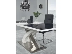 Mesa de comedor Cesar de diseño en blanco y negro con hoja extensible