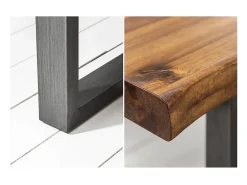 Mesa de Comedor 180cm NALKO – Madera maciza de acacia aceitada y metal – Estilo industrial