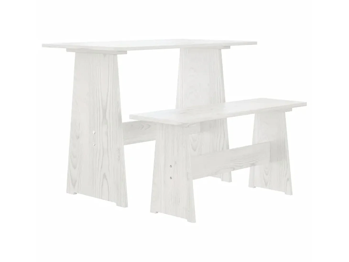 Mesa de comedor con banco REINE madera maciza de pino blanco ES944002