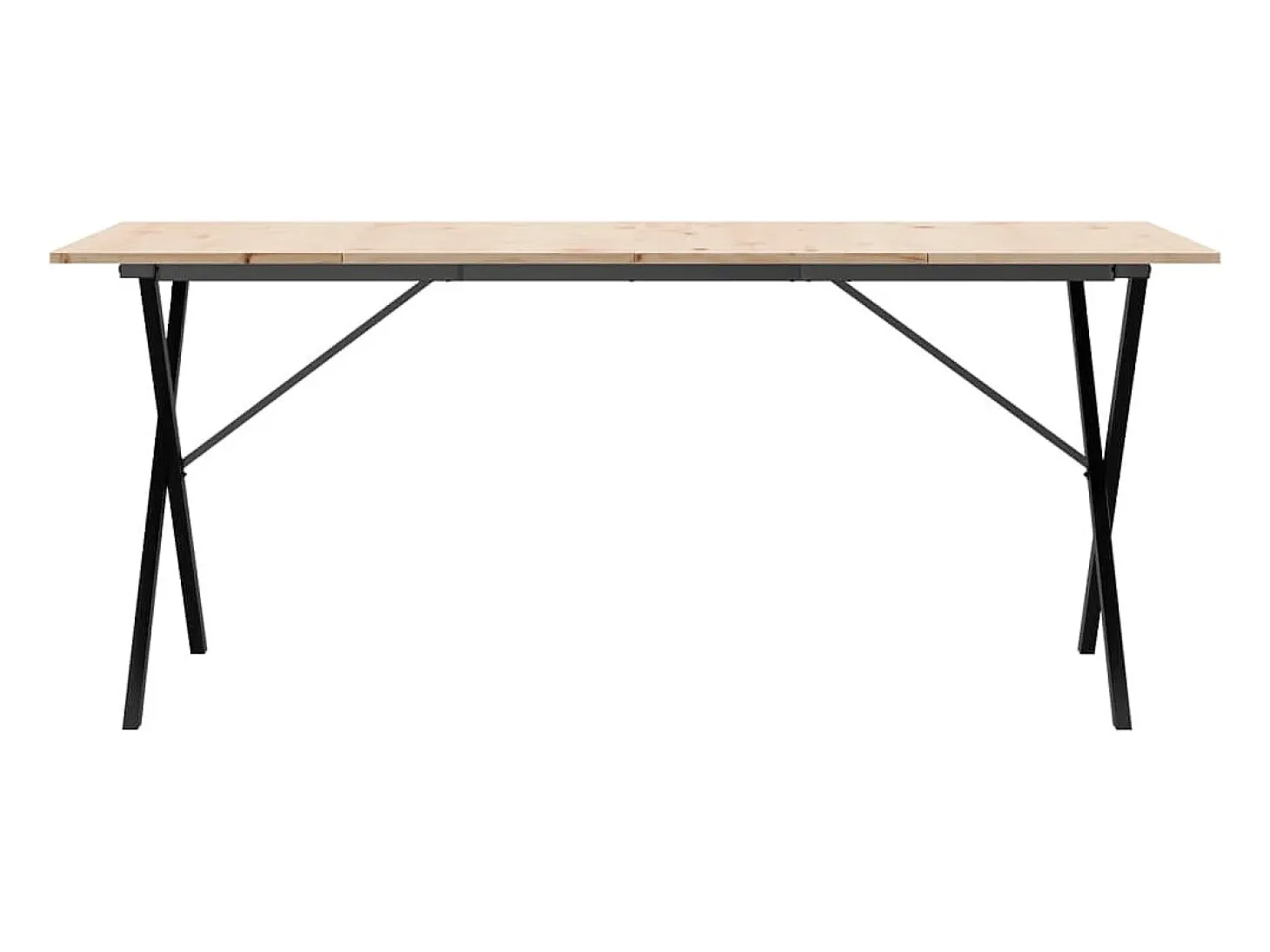 Mesa de comedor con estructura en X 180x90x75 cm madera maciza de pino acero