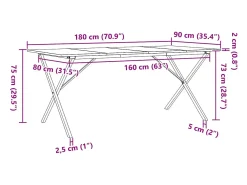 Mesa de comedor con estructura en X 180x90x75 cm madera maciza de pino acero