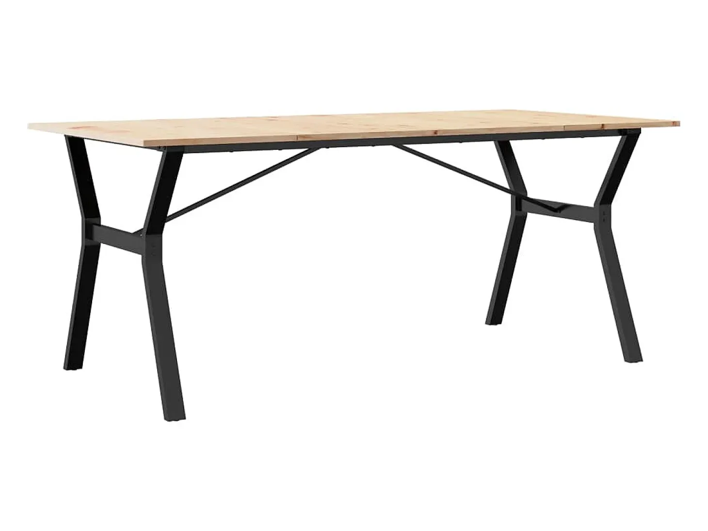 Mesa de comedor con estructura en Y 180x90x75 cm madera maciza de pino acero