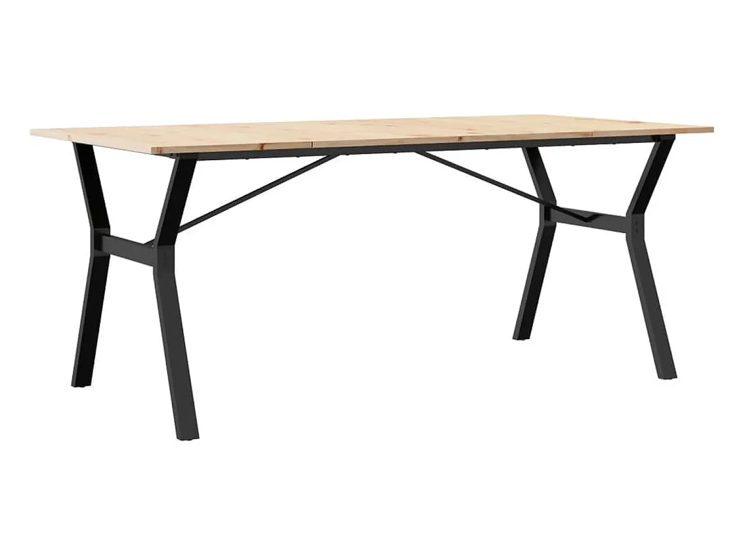 Mesa de comedor con estructura en Y 180x90x75 cm madera maciza de pino acero