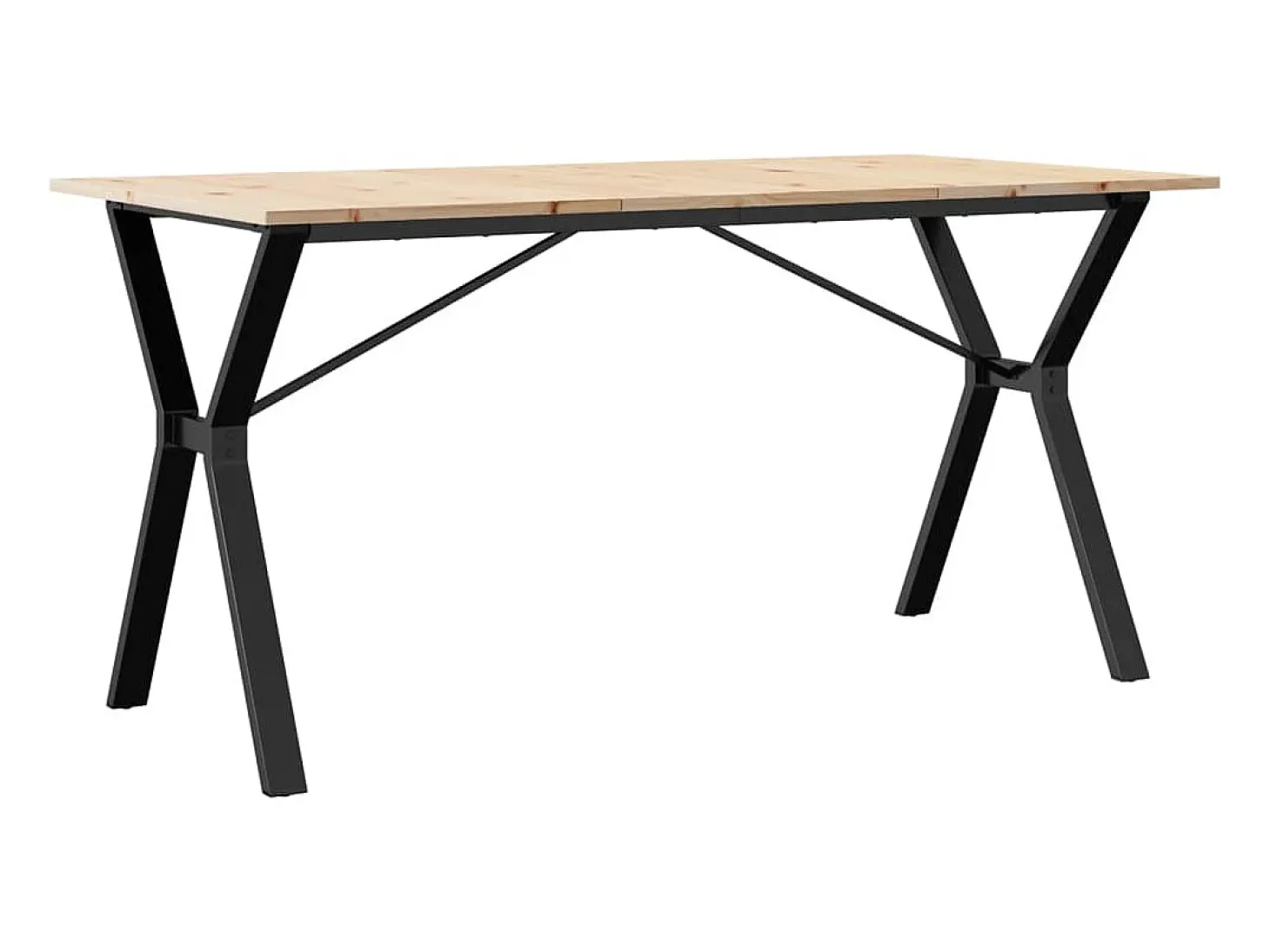 Mesa de comedor con estructura en Y 160x80x75 cm madera maciza de pino acero
