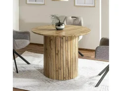 Mesa de comedor con pata central y tablero de chapa de roble Pictoris