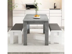 Mesa de comedor contemporánea - 116 x 65 x 75 cm - cuatro patas - aspecto hormigón - tablero de partículas - gris