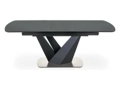 Mesa de comedor contemporánea extensible SHIELD gris y negra con pata central