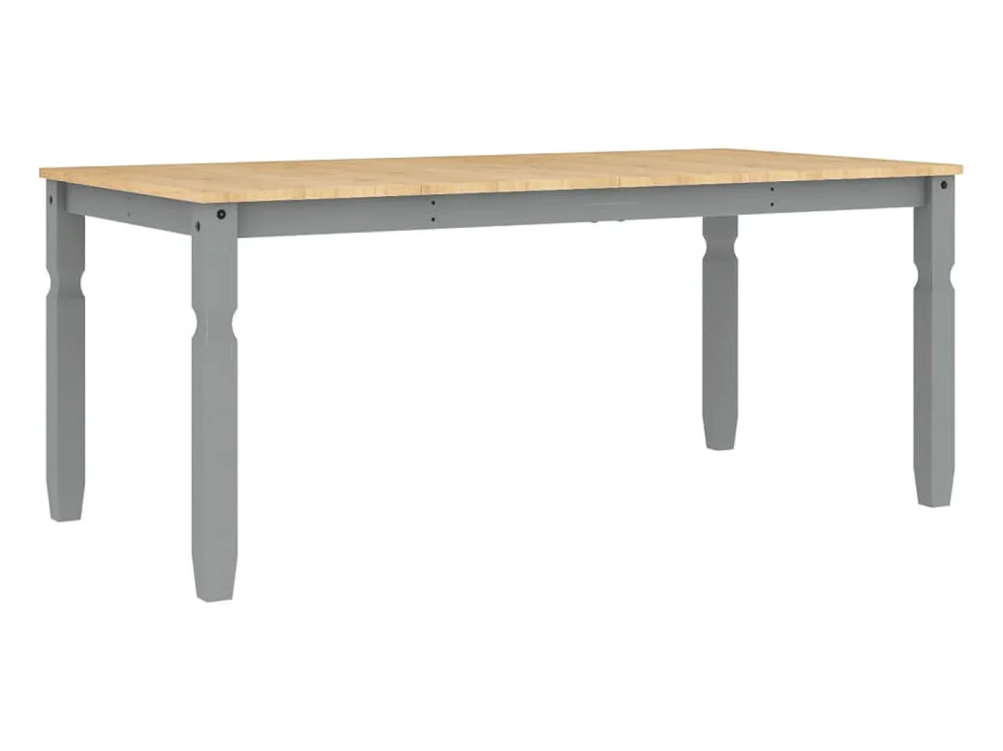 Mesa de comedor Corona madera maciza de pino gris 180x90x75 cm