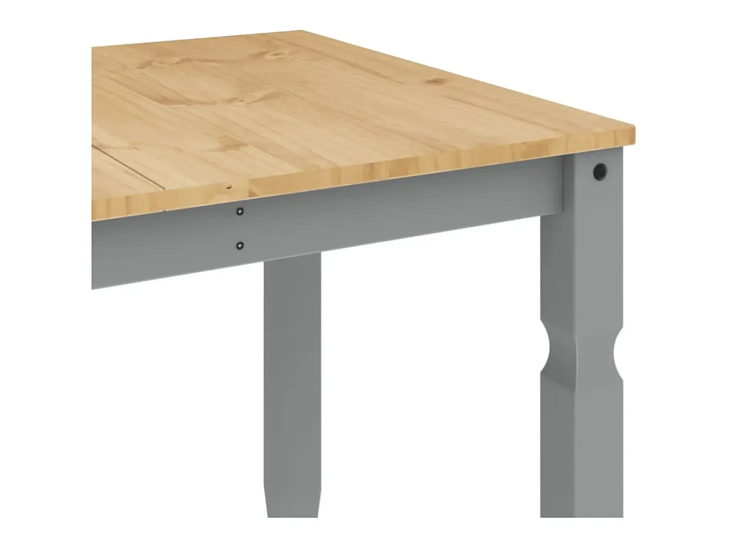 Mesa de comedor Corona madera maciza de pino gris 160x80x75 cm