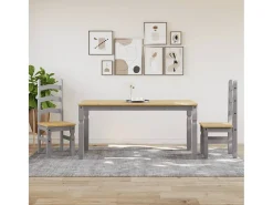 Mesa de comedor Corona madera maciza de pino gris 160x80x75 cm