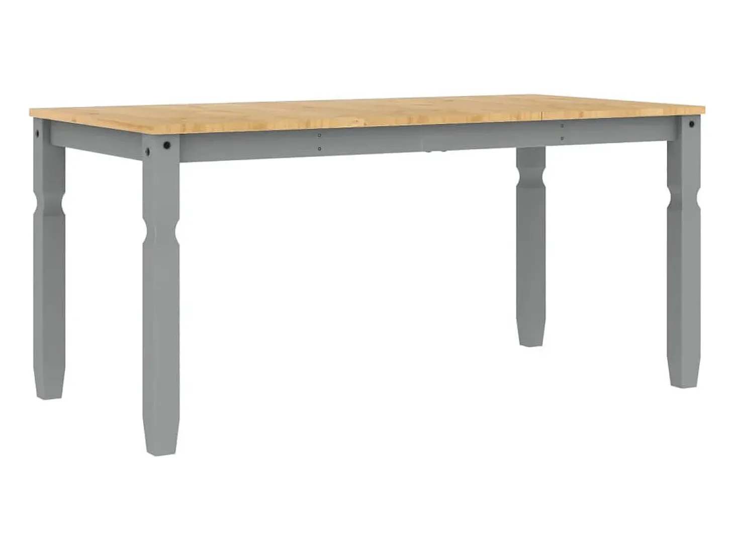 Mesa de comedor Corona madera maciza de pino gris 160x80x75 cm