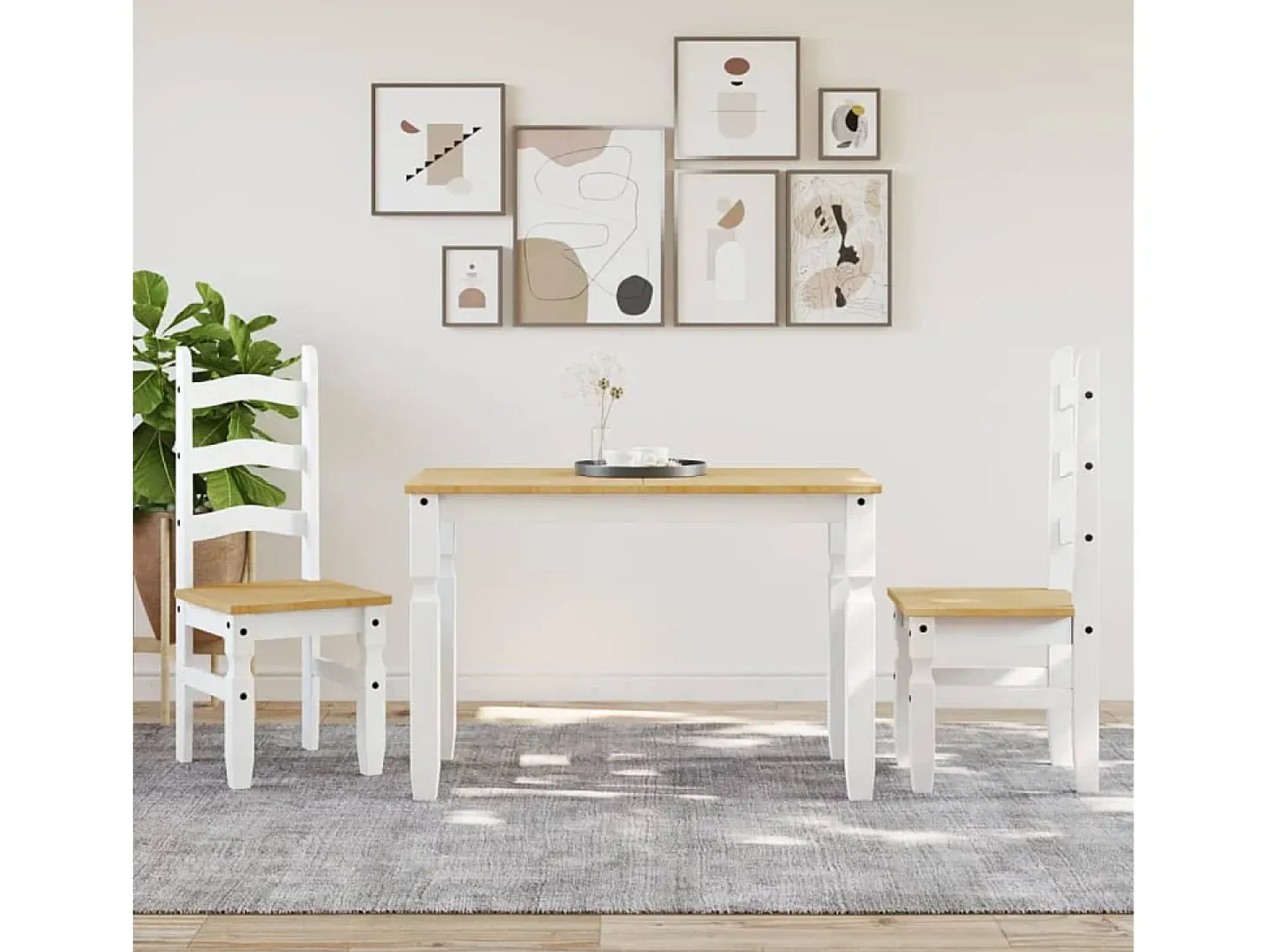Mesa de comedor Corona madera maciza pino blanco 112x60x75 cm
