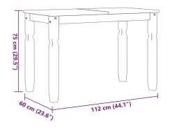 Mesa de comedor Corona madera maciza pino blanco 112x60x75 cm