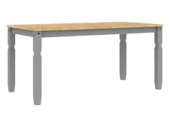 Mesa de comedor Corona madera maciza de pino gris 160x80x75 cm