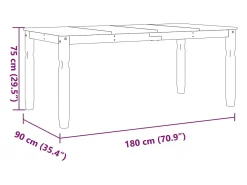 Mesa de comedor Corona madera maciza pino blanco 180x90x75 cm