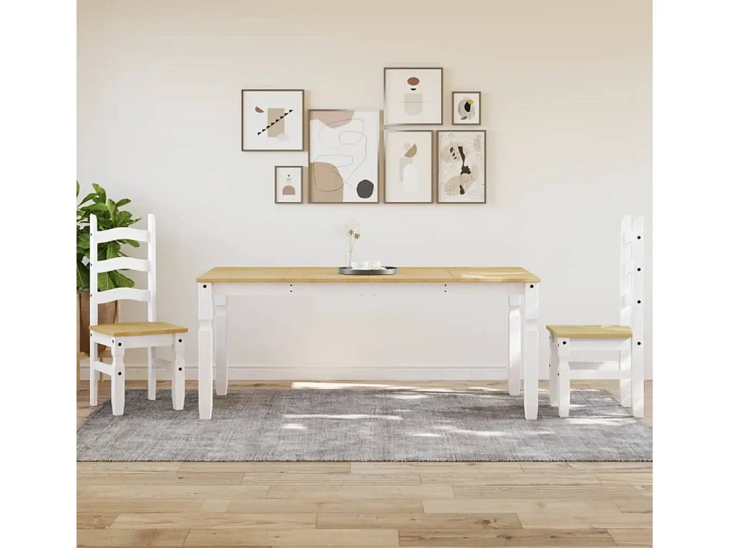 Mesa de comedor Corona madera maciza pino blanco 180x90x75 cm