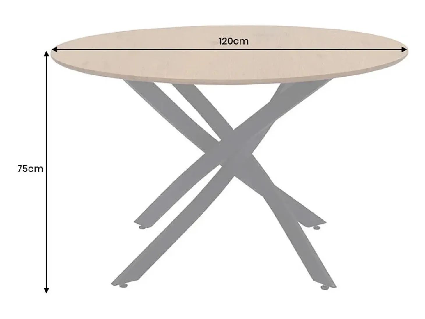 Mesa de comedor COURBAX redonda 120 cm – Mesa industrial aspecto roble salvaje y metal