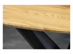 Mesa de comedor COURBAX redonda 120 cm – Mesa industrial aspecto roble salvaje y metal