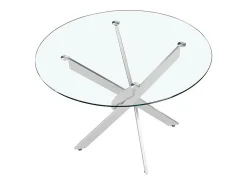 Mesa de comedor CRISTELIA – Redonda Ø120 cm – Tablero de vidrio – Patas cromadas – Diseño elegante y moderno