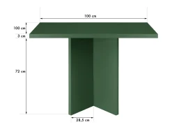 Mesa de comedor cuadrada tablero laminado 3cm Verde Cedar 100xm