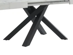Mesa de comedor de 6 a 10 cubiertos de MDF y metal - Efecto mármol blanco y negro - CATONAV