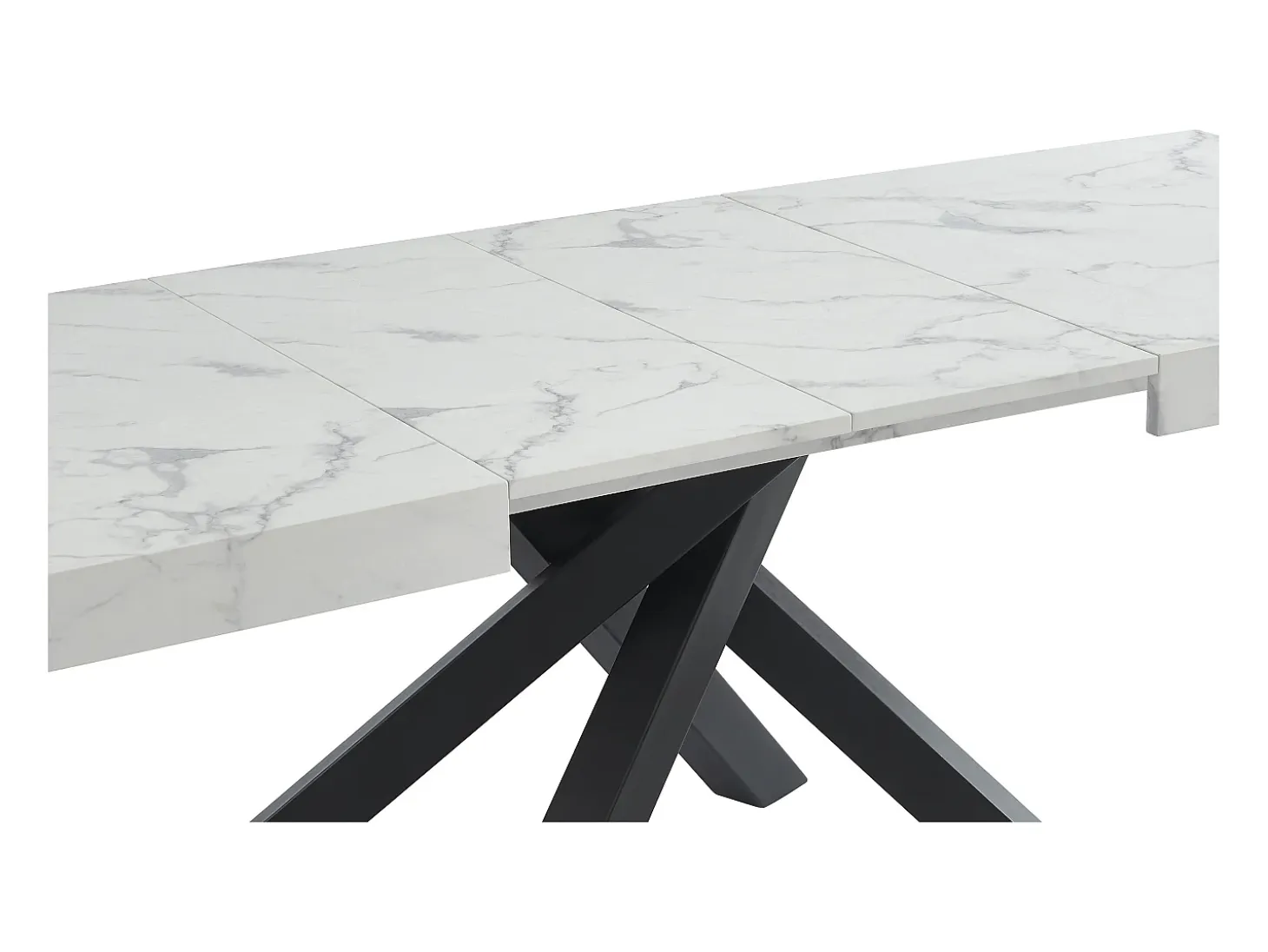 Mesa de comedor de 6 a 10 cubiertos de MDF y metal - Efecto mármol blanco y negro - CATONAV