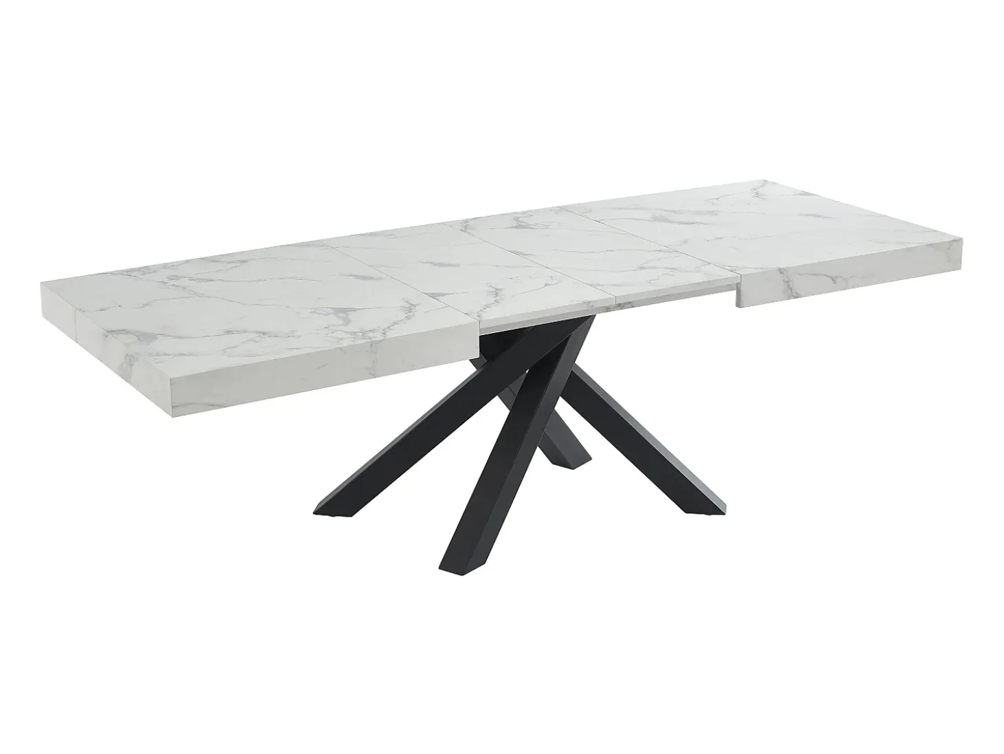 Mesa de comedor de 6 a 10 cubiertos de MDF y metal - Efecto mármol blanco y negro - CATONAV