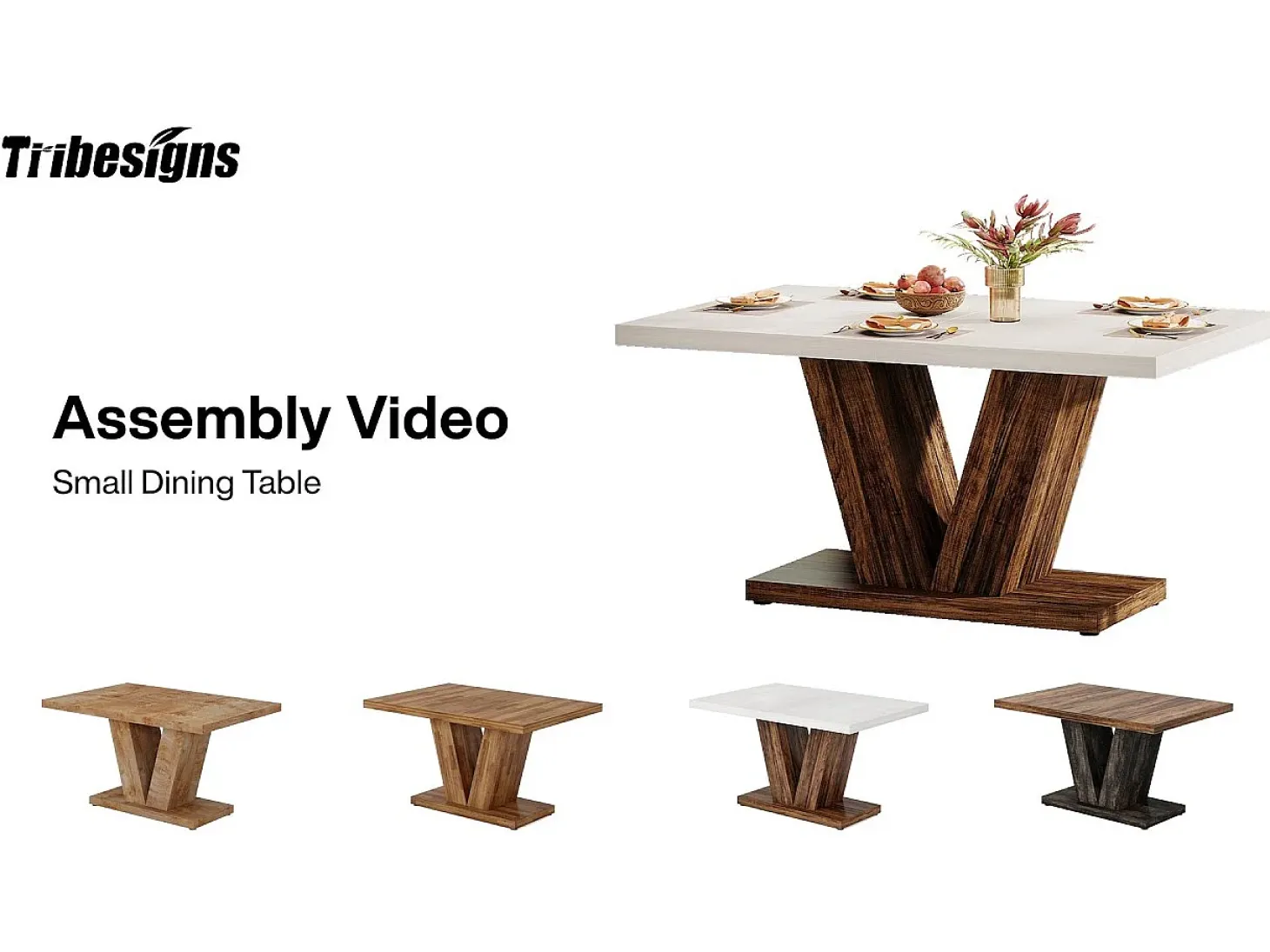 Mesa de comedor de 120 cm para 4 personas, mesa de cocina blanca con pedestal robusto