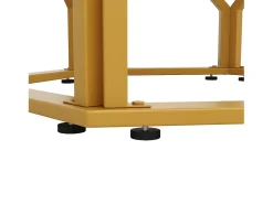 Mesa de comedor de 4 plazas - 100 x 100 x 76 cm - redonda con patas de metal dorado - tablero de MDF jaspeado - MDF + Metal - blanco